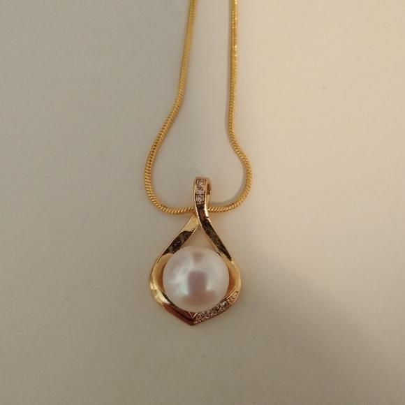 14k Gold Over Sterling Silver Akoya Pearl Jeweled Fancy Pendant Necklace Set